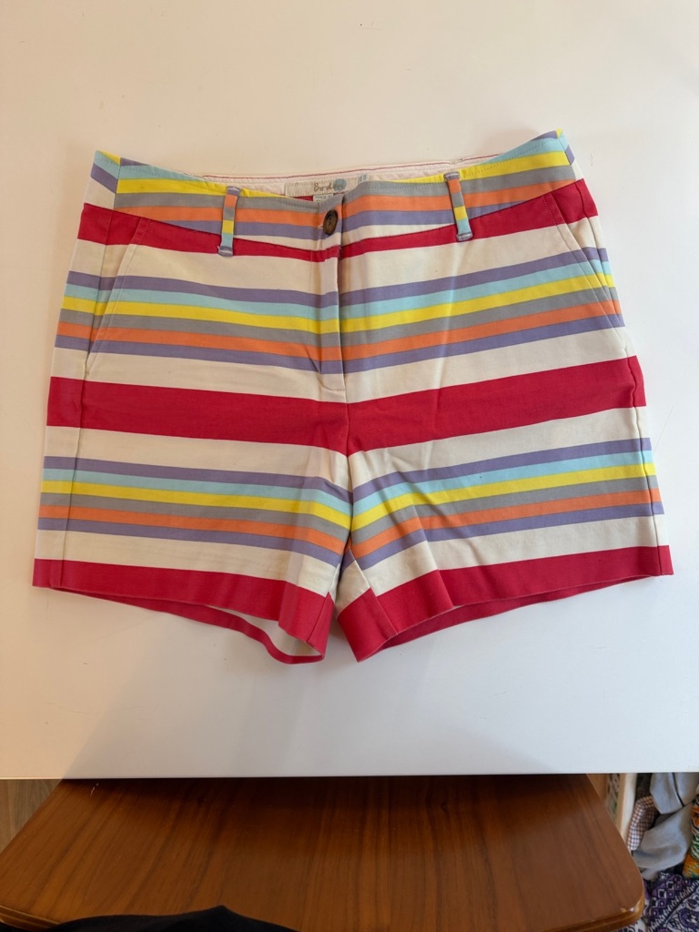 Boden stretch Striped Cotton Shorts – Red, Yellow, Blue US Size 6